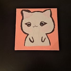A hand painted cat painting